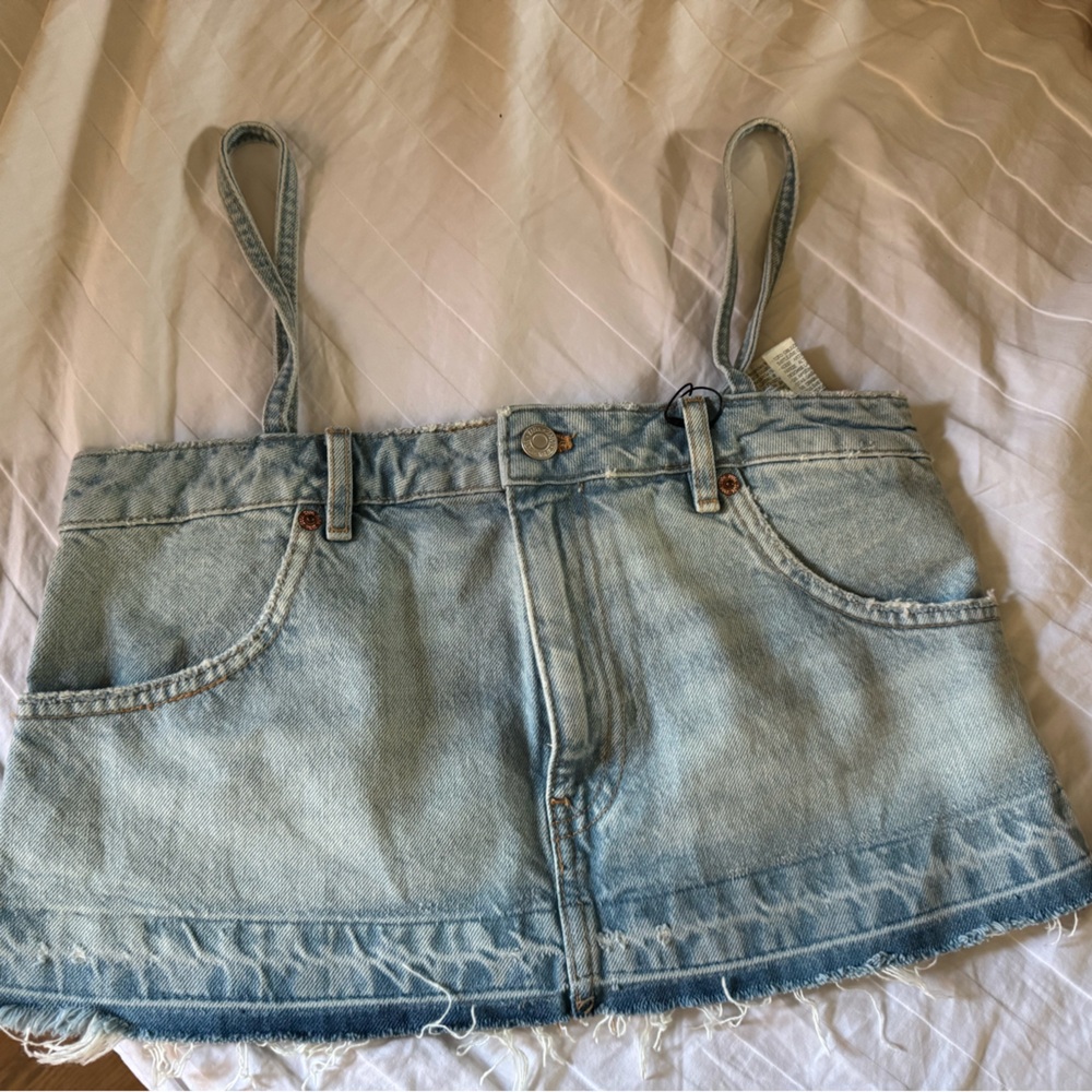 Zara Light Blue Denim Crop Top